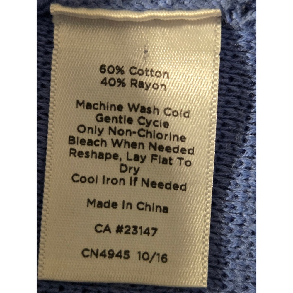 Talbots Cardigan Sweater Womens L/P Blue Excellent Draped Open Front Ribbed Knit - Picture 11 of 13